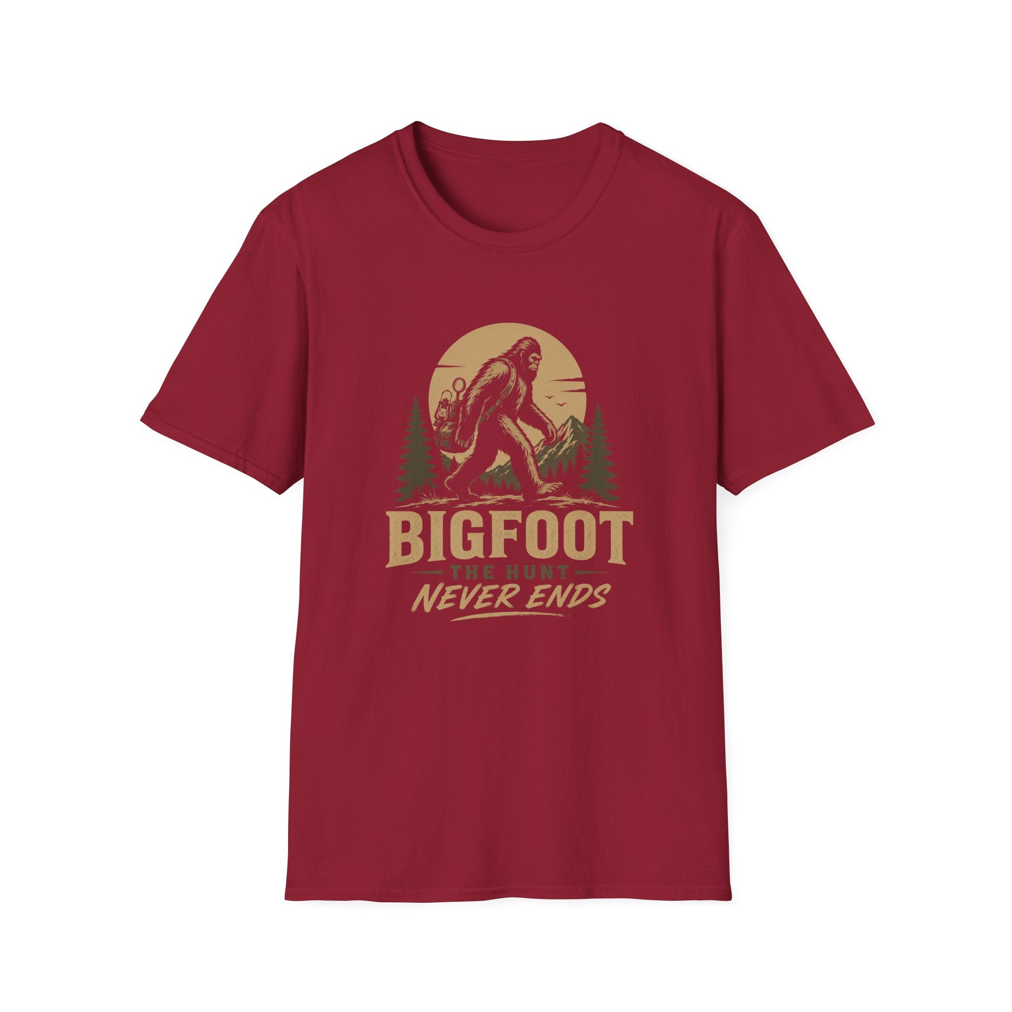 Bigfoot the Hunt Never Ends-T-Shirt
