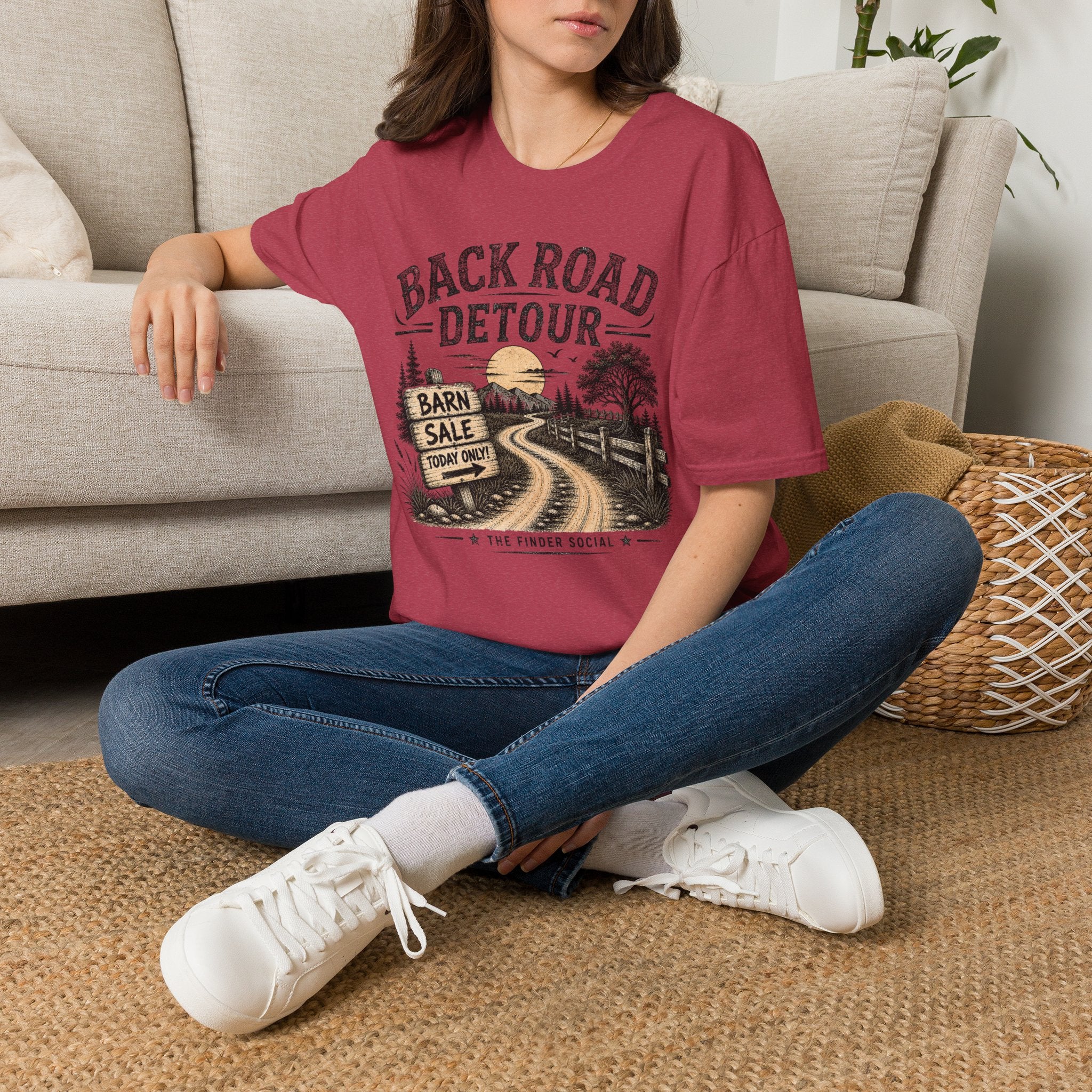 Back Road Detour-BW/Cream-T-Shirt