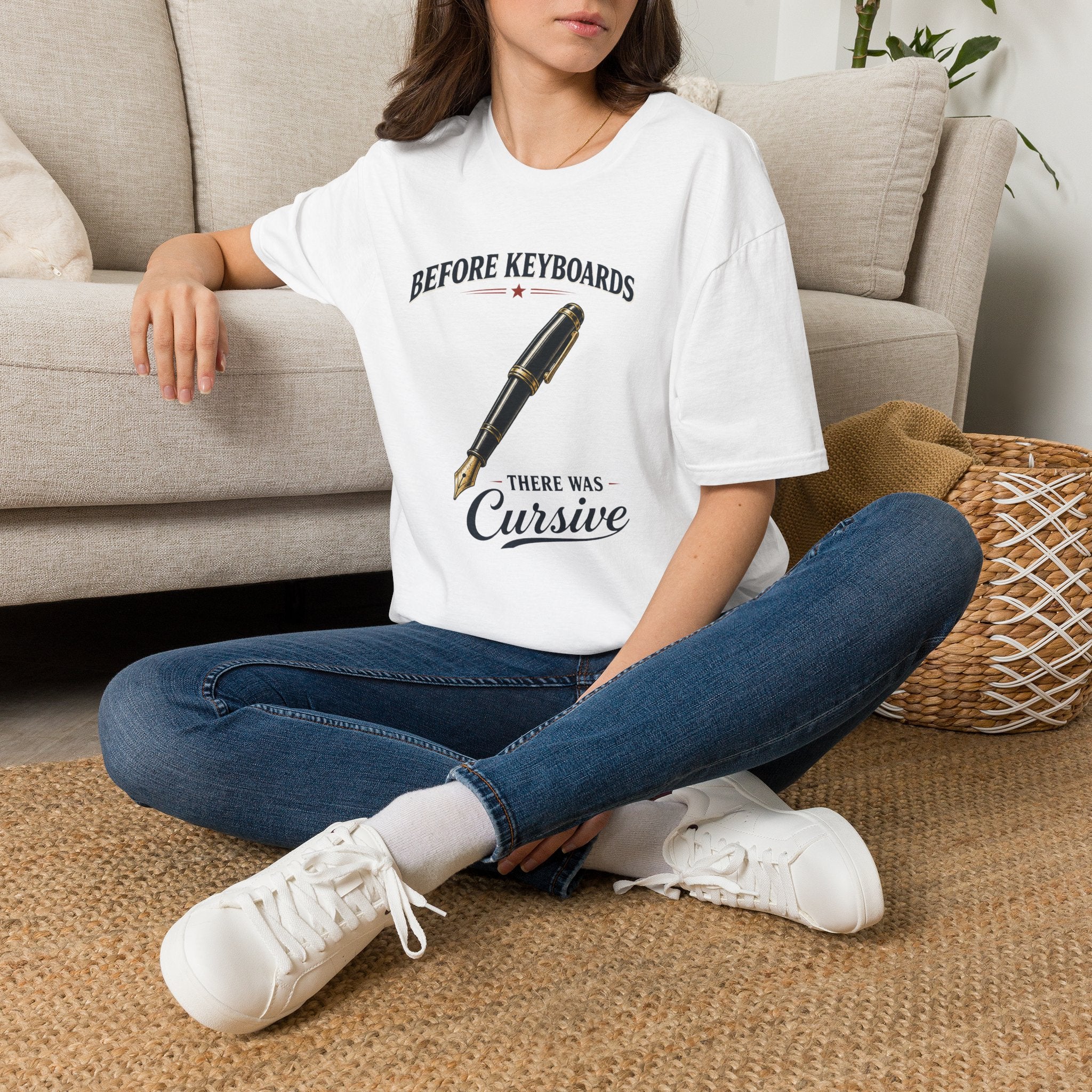 Before Keyboards There Was Cursive-T-Shirt