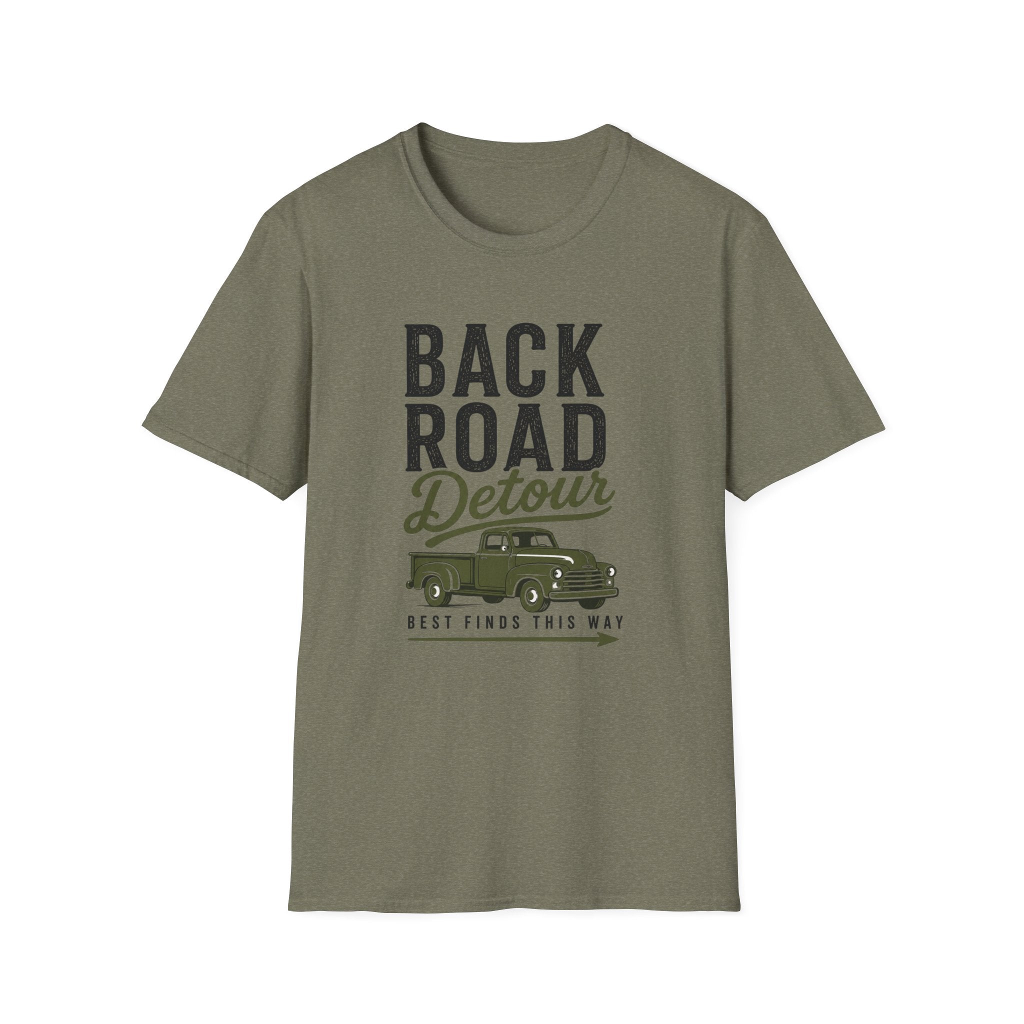 Back Road Detour-Green Truck-T-Shirt