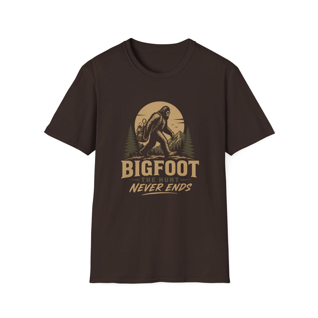 Bigfoot the Hunt Never Ends-T-Shirt