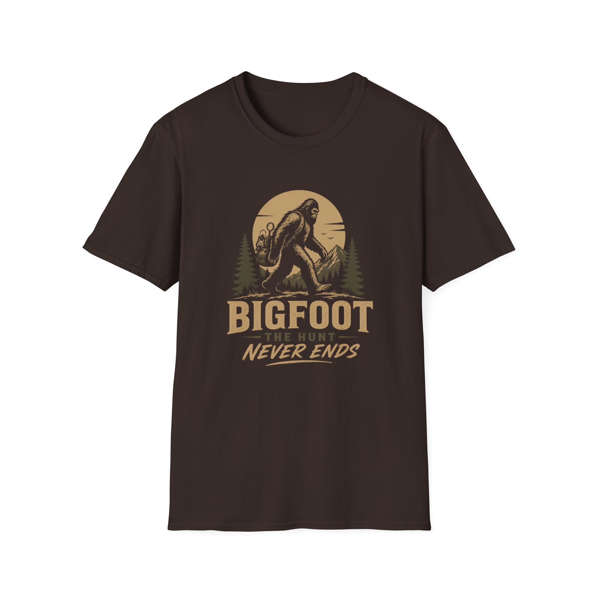 Bigfoot the Hunt Never Ends-T-Shirt