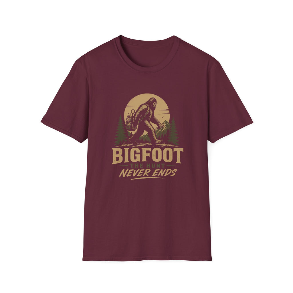 Bigfoot the Hunt Never Ends-T-Shirt