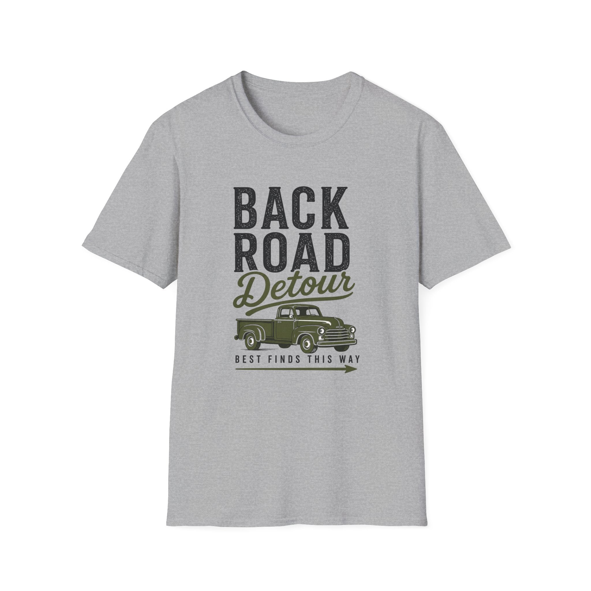 Back Road Detour-Green Truck-T-Shirt