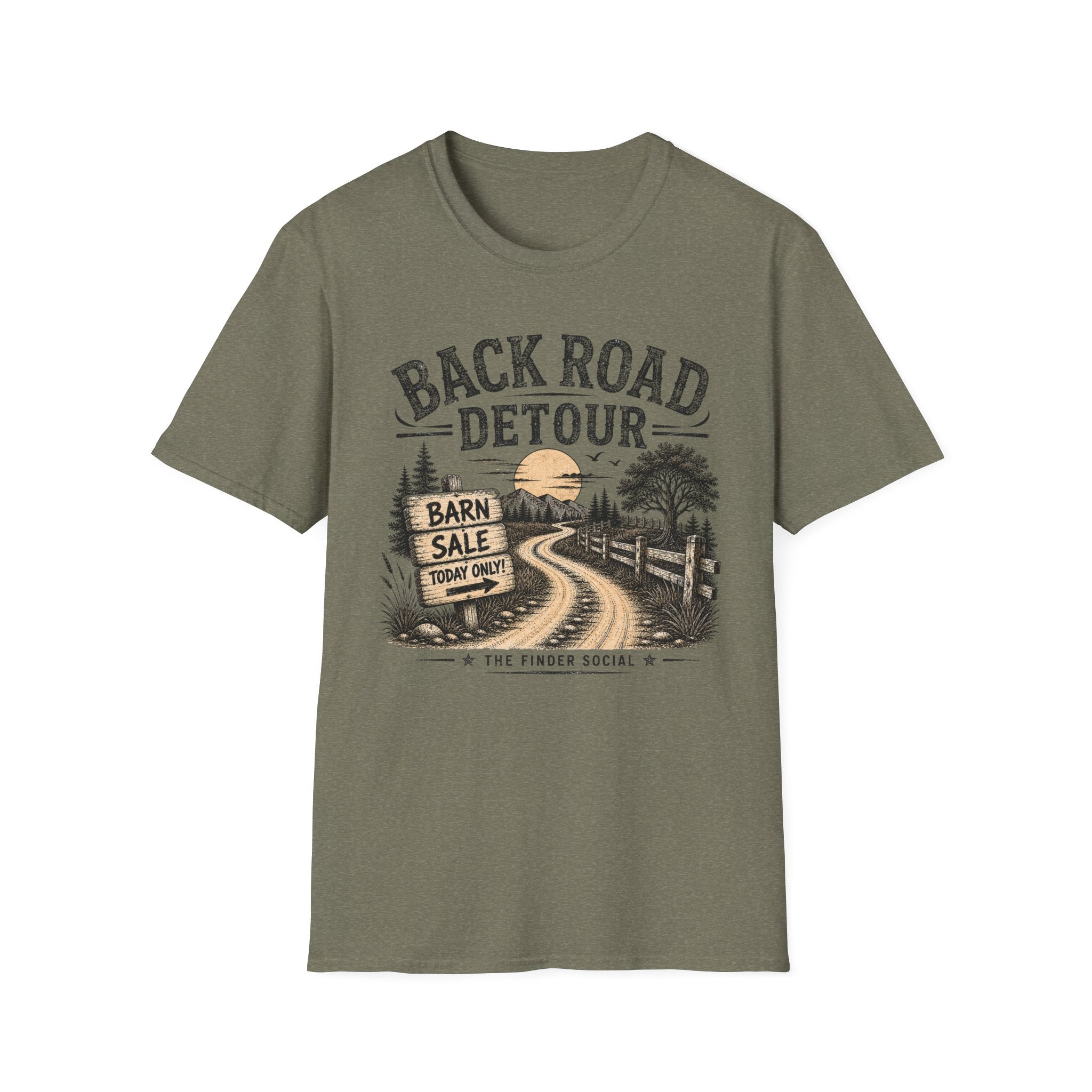 Back Road Detour-BW/Cream-T-Shirt